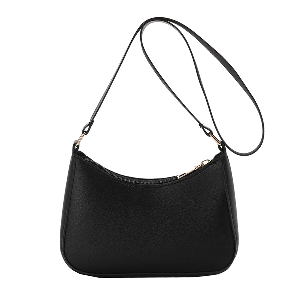 Retro Casual Women Handbag Solid PU Leather Shoulder Bags Underarm Ladies Shoppe