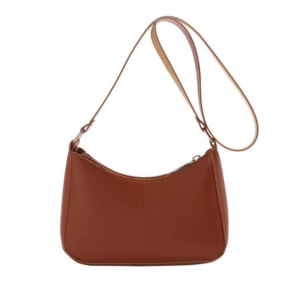 Retro Casual Women Handbag Solid PU Leather Shoulder Bags Underarm Ladies Shoppe