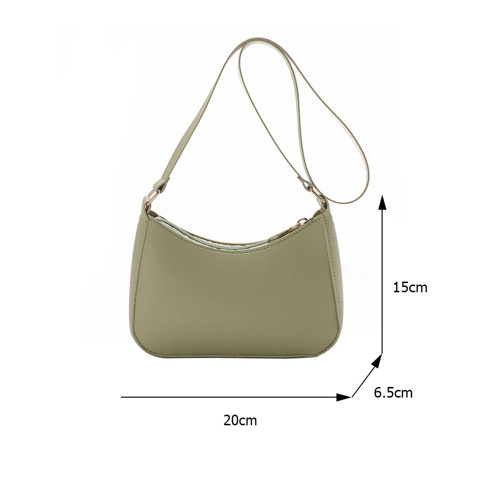 Retro Casual Women Handbag Solid PU Leather Shoulder Bags Underarm Ladies Shoppe