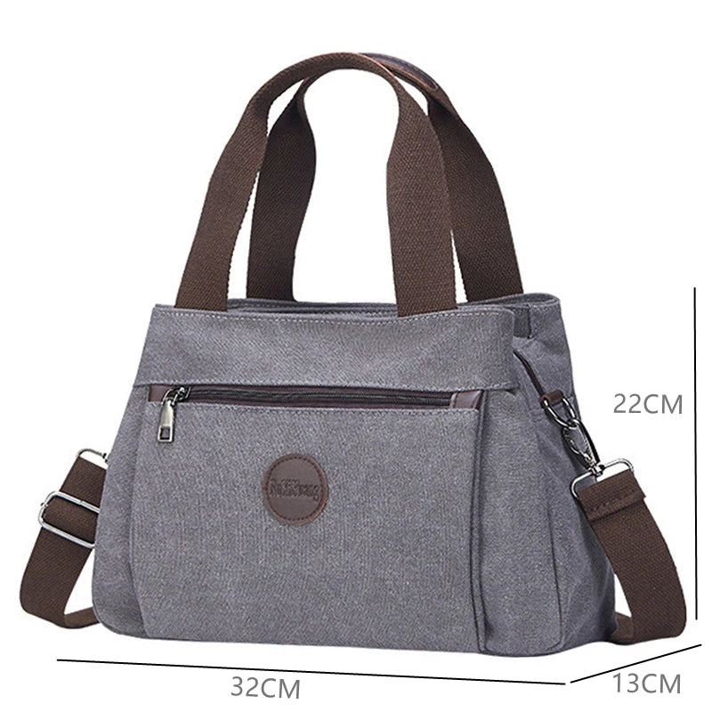 Casual Canvas Shoulder Bag Large Capacity Multi-compartment