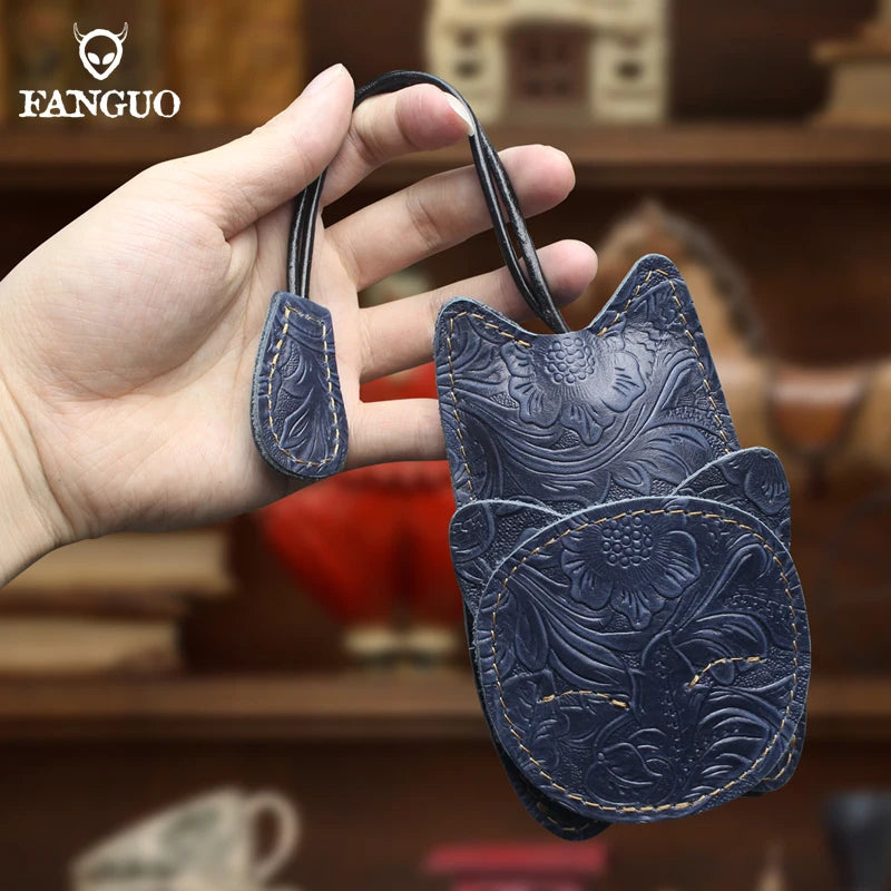 Retro Cat Pull Type Key Bag Leather Key Wallet Car Smart Holder