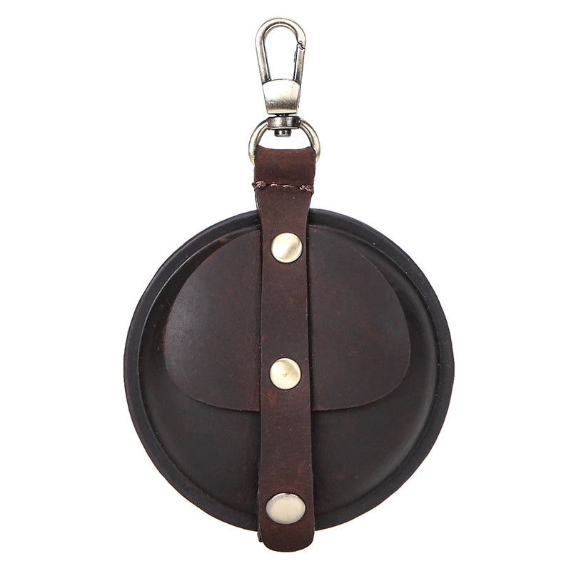 Retro Crazy Horse Cowhide Zero Wallet Data Cable Bluetooth Headset Case