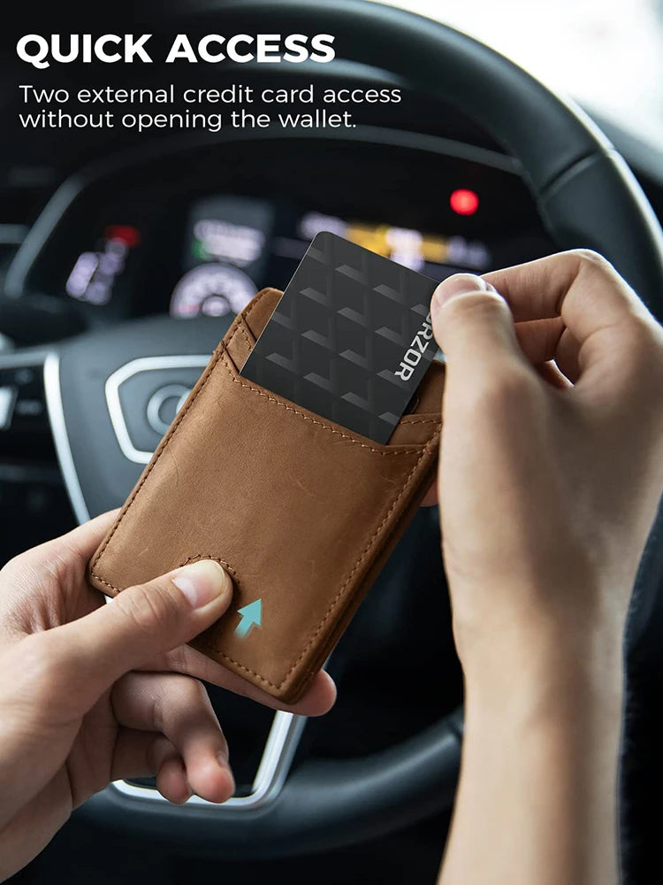 Retro Leather Dollar Clip Wallet with RFID Protection