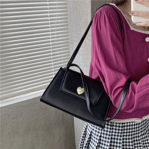 Vintage Women Love Shoulder Bag PU Leather Small Tote Handbags