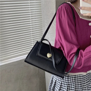 Vintage Women Love Shoulder Bag PU Leather Small Tote Handbags