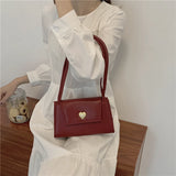 Vintage Women Love Shoulder Bag PU Leather Small Tote Handbags