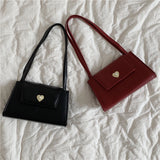 Vintage Women Love Shoulder Bag PU Leather Small Tote Handbags