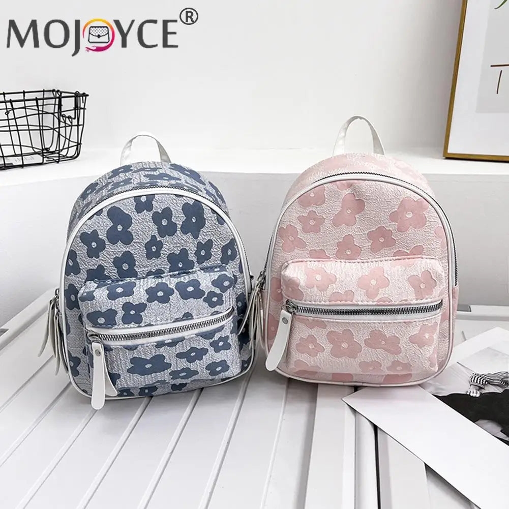 Retro Flower Backpacks Nylon Small School Bookbag for Women Students