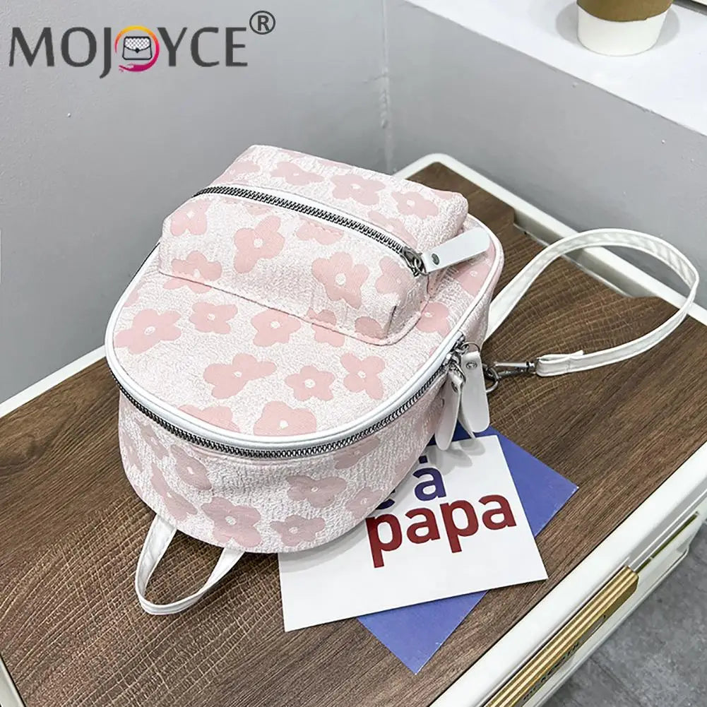 Retro Flower Backpacks Nylon Small School Bookbag for Women Students