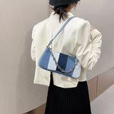 Retro Women's Underarm Bag Denim Ladies Small Handbag Canvas Purse