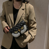 Retro Owl Shoulder Purse Chain Crossbody Bag for Woman Girls