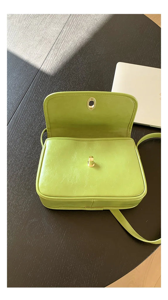 Retro Green Women Shoulder Bag Solid Female Messenger Bags PU Leather