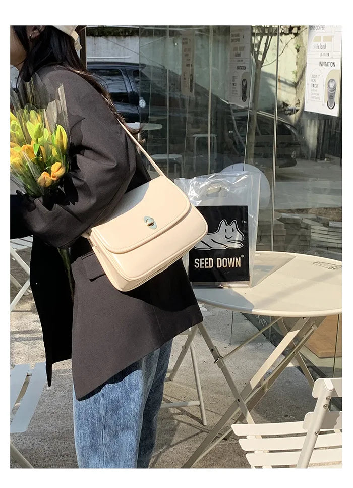 Retro Green Women Shoulder Bag Solid Female Messenger Bags PU Leather