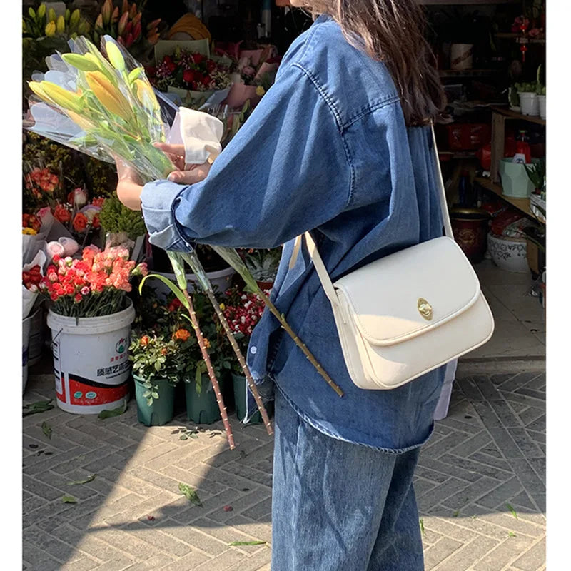 Retro Green Women Shoulder Bag Solid Female Messenger Bags PU Leather