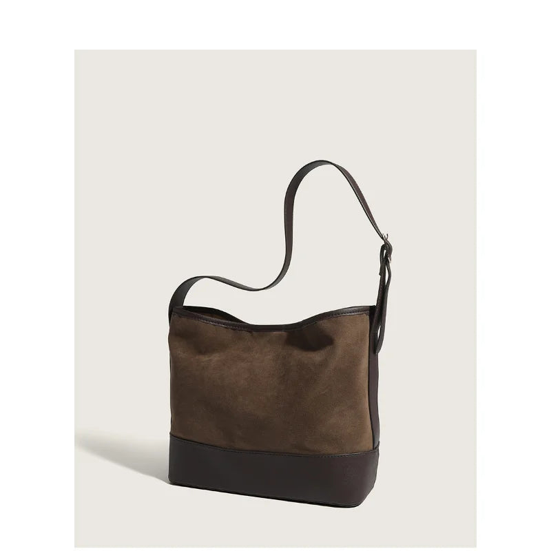 Retro Large Capacity Small Tote Bag Women Contrast One Shoulder Bag