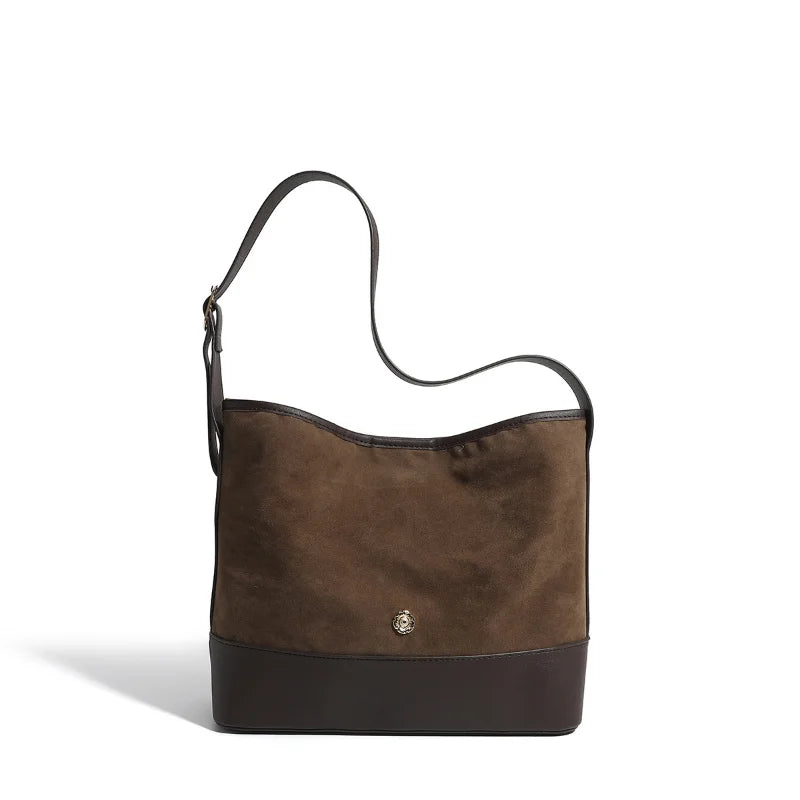 Retro Large Capacity Small Tote Bag Women Contrast One Shoulder Bag