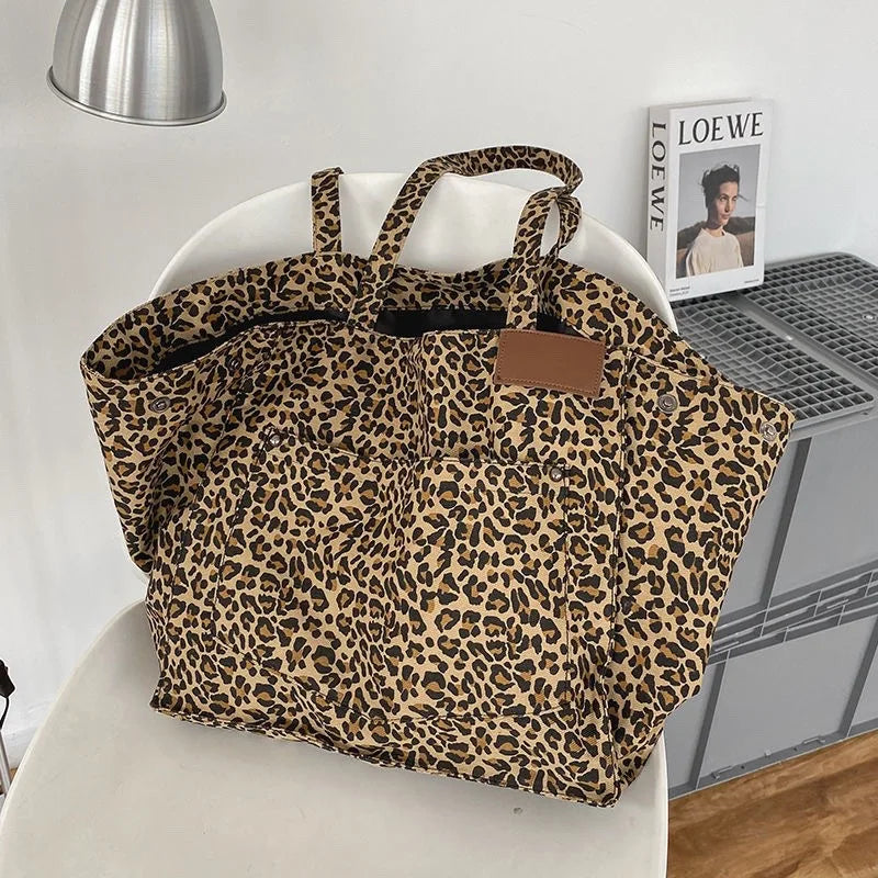 Leopard Shoulder Bag Women Large Capacity Handbag Female Shopping Tote Bag