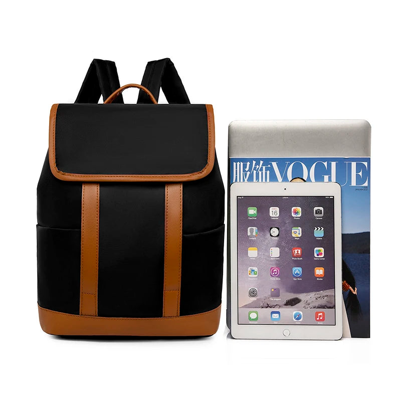 Retro Nylon Double Large Capacity Schoolbag Travel Backpack