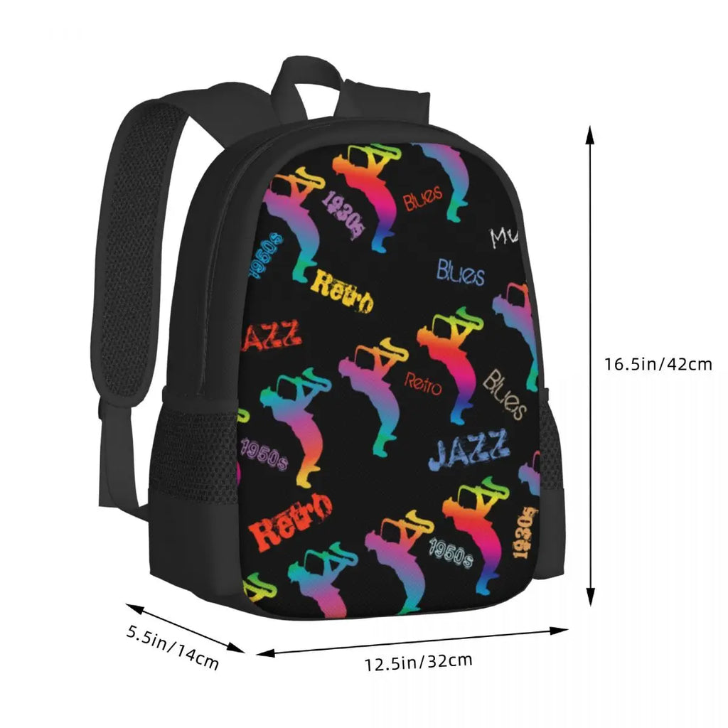 Retro Music Pop Art Backpack Jazz Musicians Student Travel Backpack