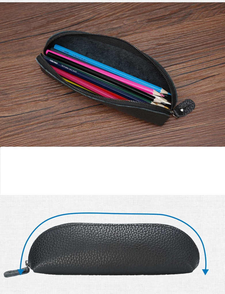 Retro Leather Pencil Case for Kids School Office Supplies