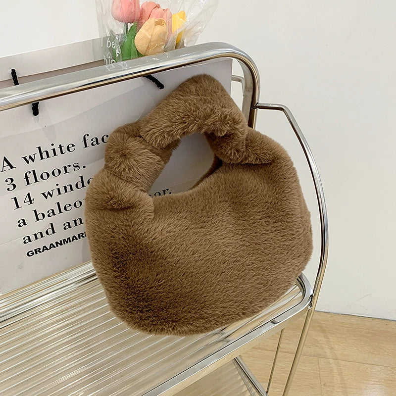 Retro Plush Bag Autumn Winter Women's Handbag Tote