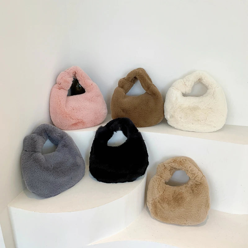 Retro Plush Bag Autumn Winter Women's Handbag Tote