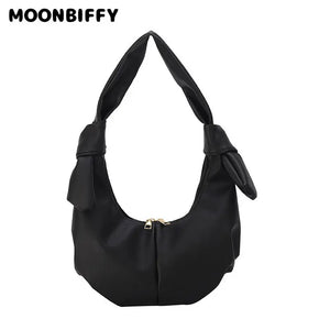 Retro Shoulder Bag Solid Texture Shoulder Dumpling Bag Handbag