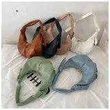 Retro Shoulder Bag Solid Texture Shoulder Dumpling Bag Handbag