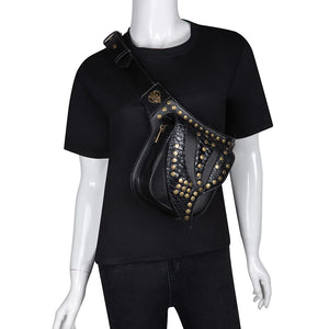 Steam Punk Leather Waist Bag Serpentine Crossbody Rock Gothic Fanny Pack