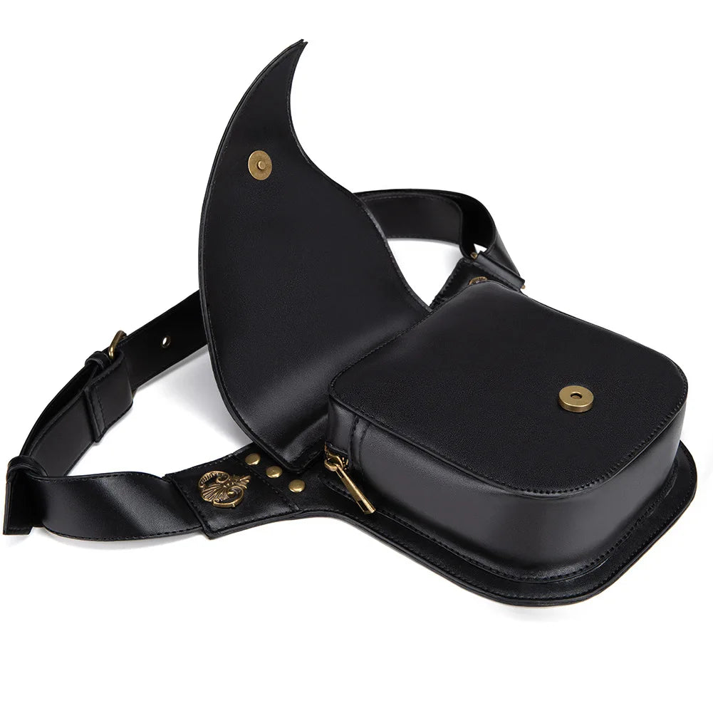 Steam Punk Leather Waist Bag Serpentine Crossbody Rock Gothic Fanny Pack