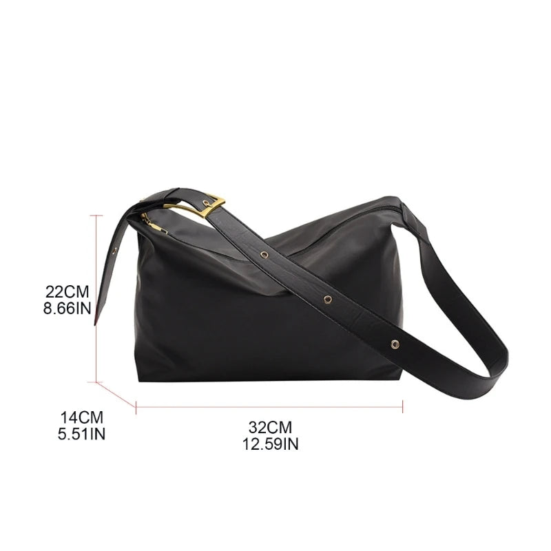 Retro Women Casual Shoulder Bag Soft PU Leather Winter Handbags