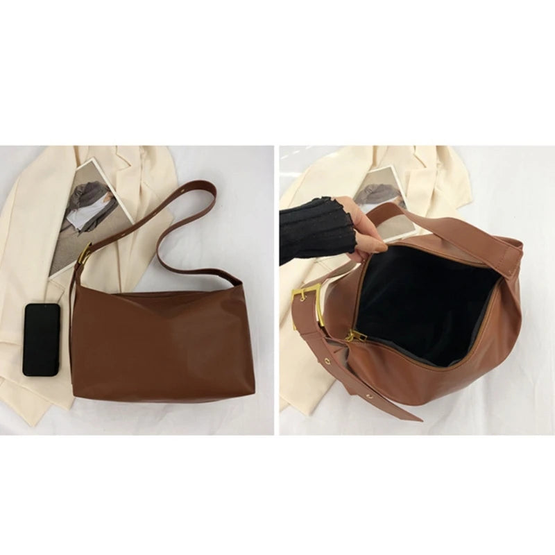 Retro Women Casual Shoulder Bag Soft PU Leather Winter Handbags