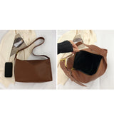 Retro Women Casual Shoulder Bag Soft PU Leather Winter Handbags