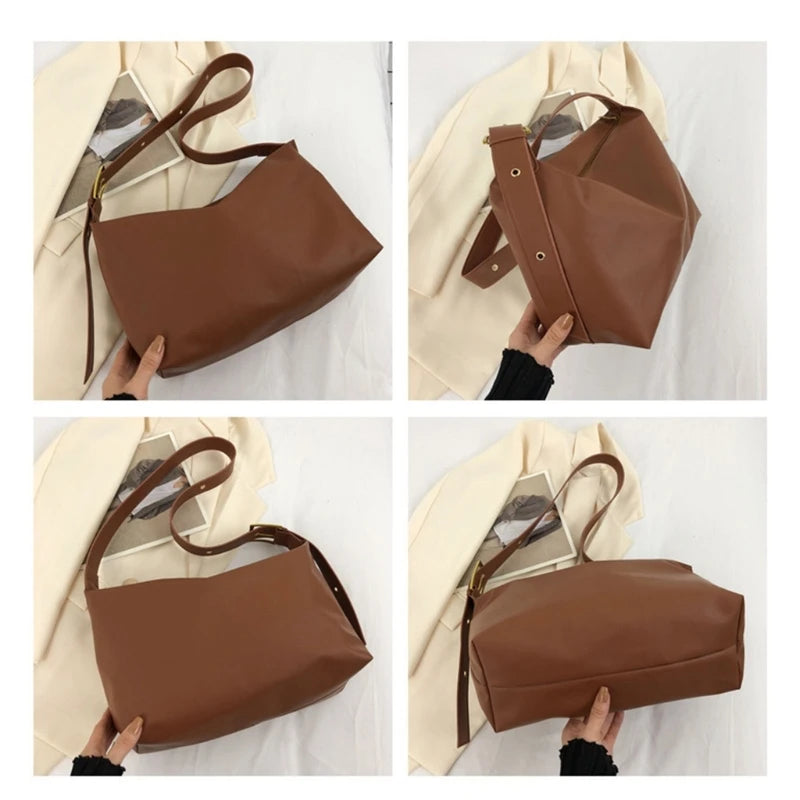 Retro Women Casual Shoulder Bag Soft PU Leather Winter Handbags