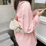 Retro Women's Chain Shoulder Bag Small PU Leather Underarm Tote Purse Handbag