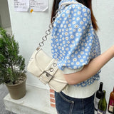 Retro Women's Chain Shoulder Bag Small PU Leather Underarm Tote Purse Handbag