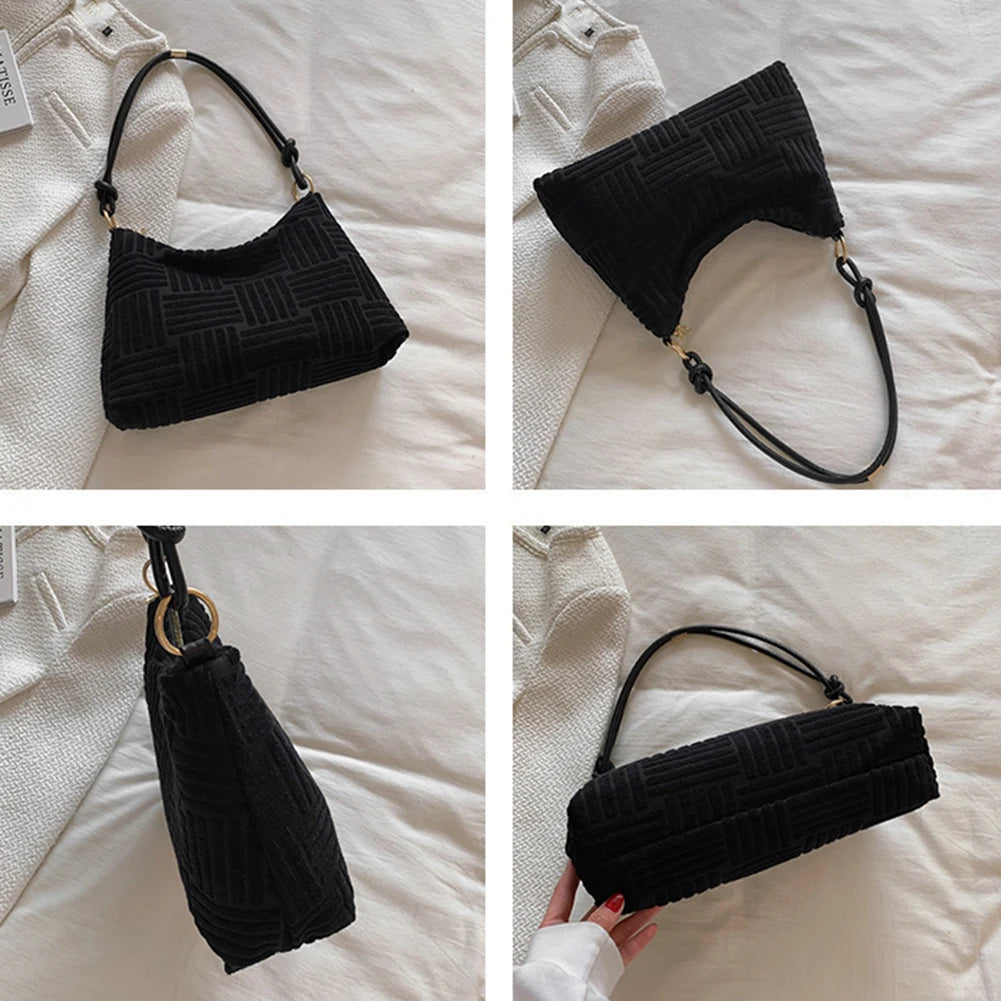Corduroy Shoulder Tote Bag for Women - Retro Style