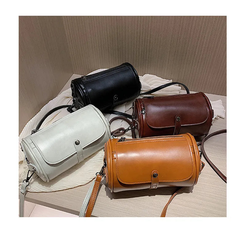 Retro Round Bag Female Crossbody Small Solid Shoulder Bag