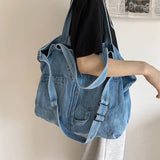 Casual Denim Shoulder Bag Large Capacity Canvas College Handbag