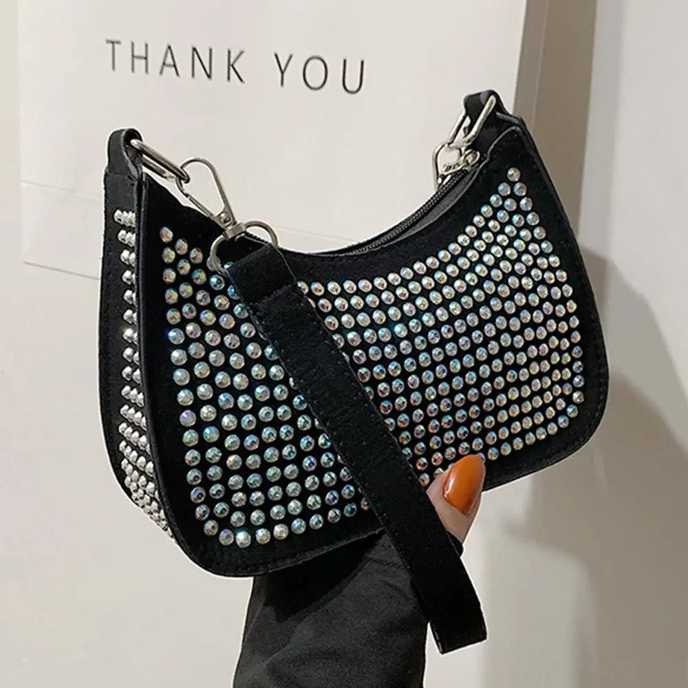 Rhinestone Underarm Bag For Women Shoulder Handbag Evening Party Shopping Purse