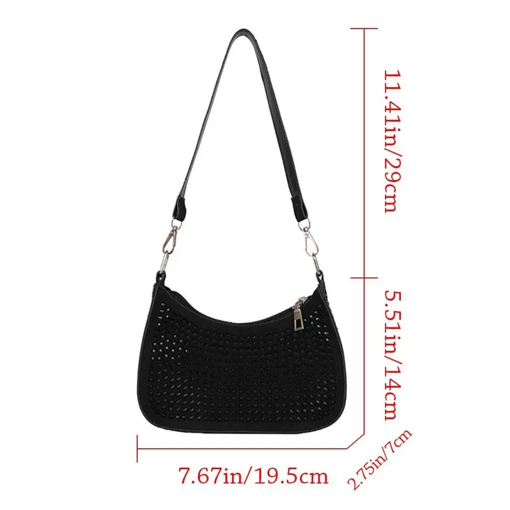 Rhinestone Underarm Bag For Women Shoulder Handbag Evening Party Shopping Purse