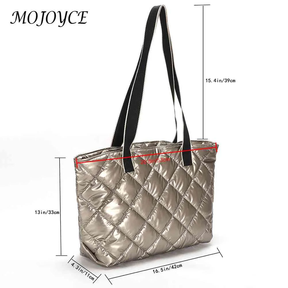 Rhombic Lattice Women Shoulder Bag Large Capacity Quilted Warm P