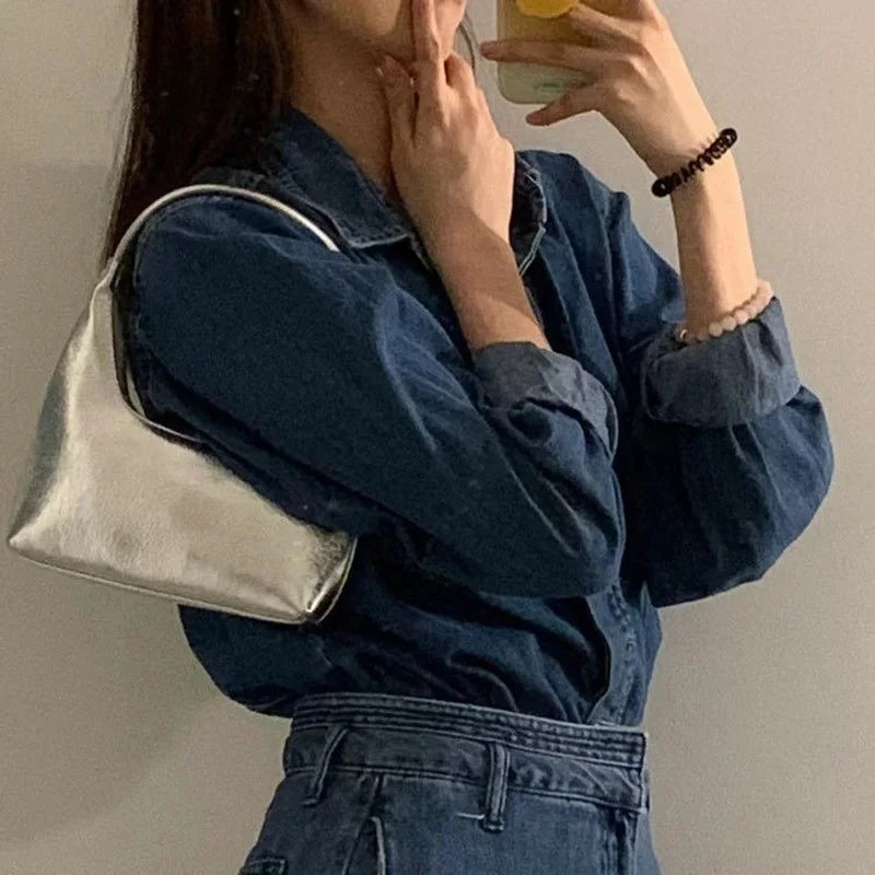 Richme Y2k Silver Ladies Shoulder Bag Casual Sac A Main Femme