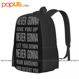 Rick Astley Never Gonna Song Backpack Large Capacity Portable Storage Bag