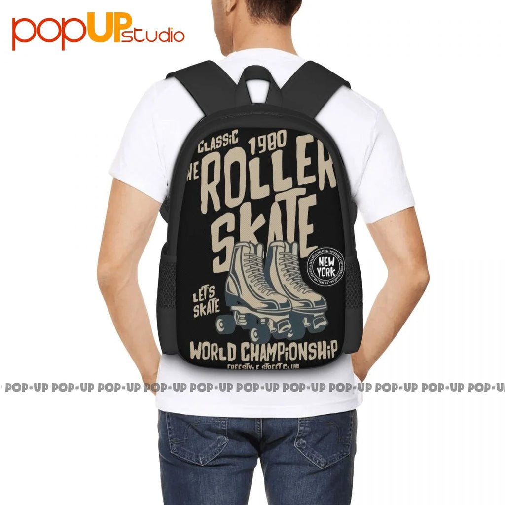 Roller Skate Backpack Large Capacity Print Portable School Bag