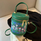 Cartoon Printing Crossbody Bag Women Zipper Mini Shoulder Embroidery Handbag