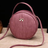 Round Crossbody Bags for Women Circular Shoulder Bag PU Leather Handbag