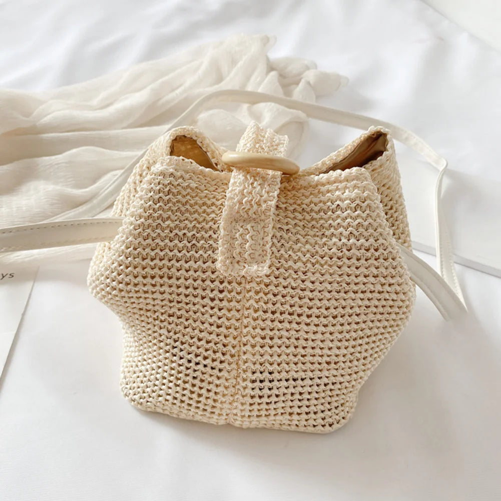 Handwoven Straw Bag Bohemian Style Shoulder Messenger Beach Purse