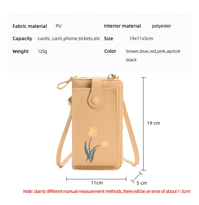 SCOFY Floral Small Phone Bag Women PU Leather Crossbody Mini Shoulder Purses Han