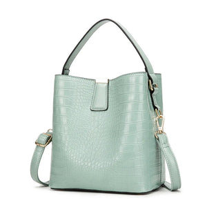 SCOFY Serpentine PU Leather Bucket Bag Small Handbag Crossbody Bag